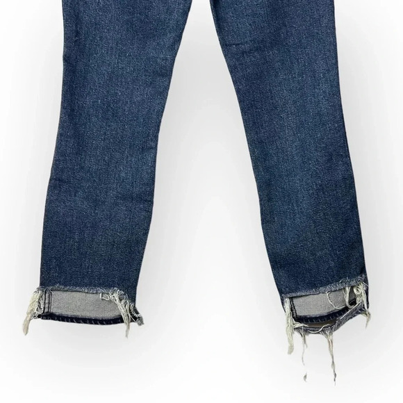 3X1  W3 Blue Cammi Cropped Distressed High-Rise Straight Leg Jeans 27 - Picture 8 of 10